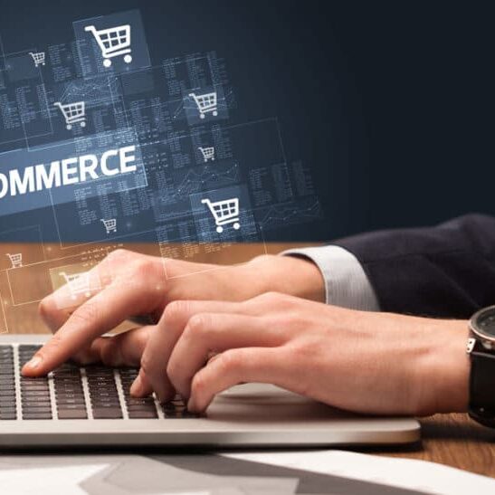 E-commerce platform laptop display